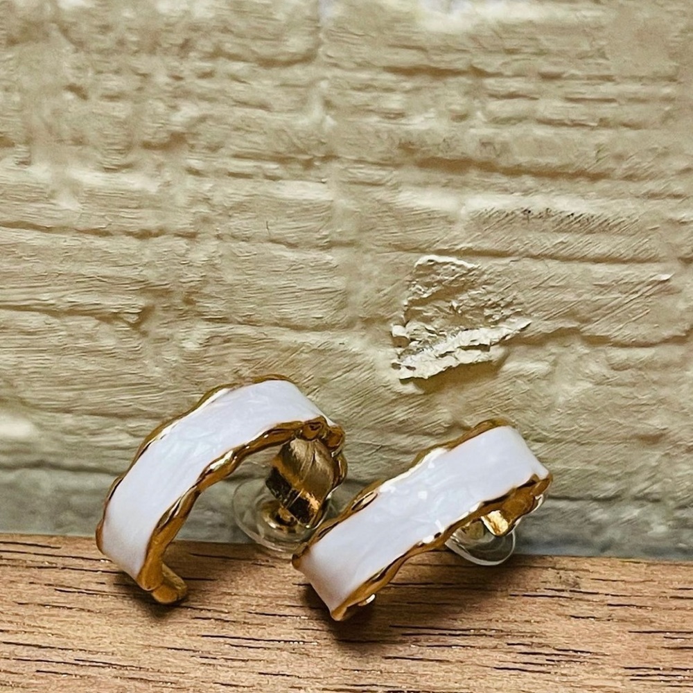 White and gold hoops